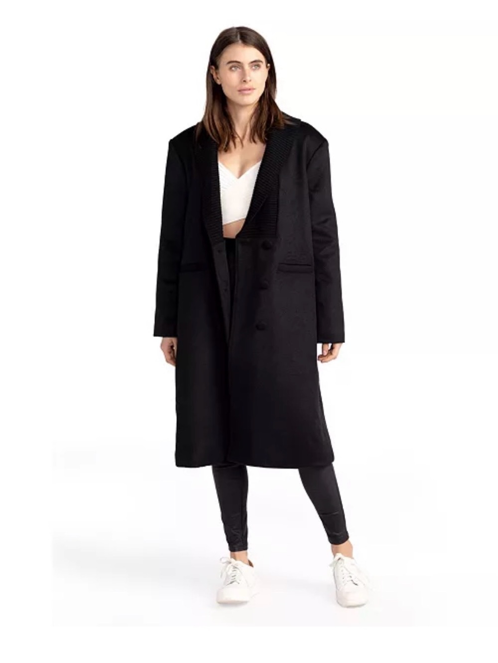 After Party Wool Blend Qulited Lining Coat - Navy